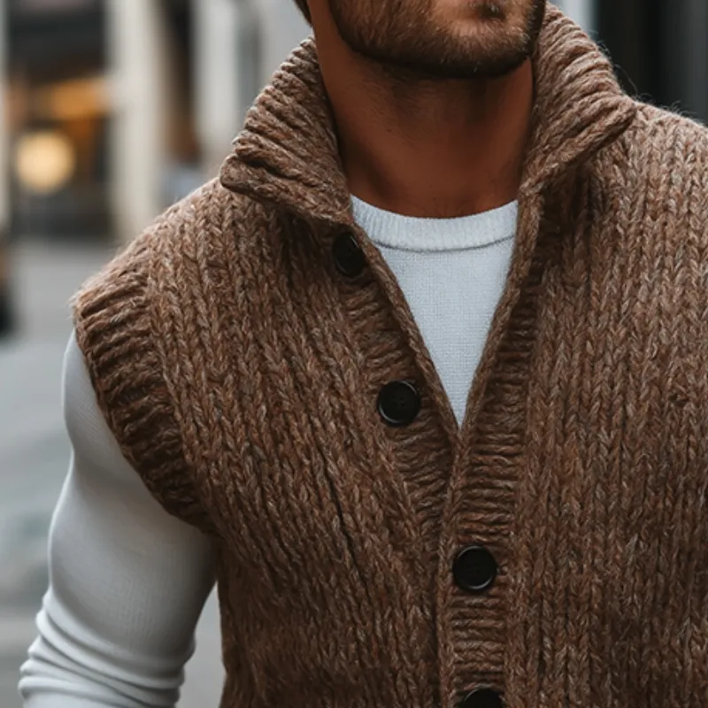 Men's Retro Casual Knitted Stand Collar Button Vest MTA0496K7TO sold by Manly product image thumbnail 3