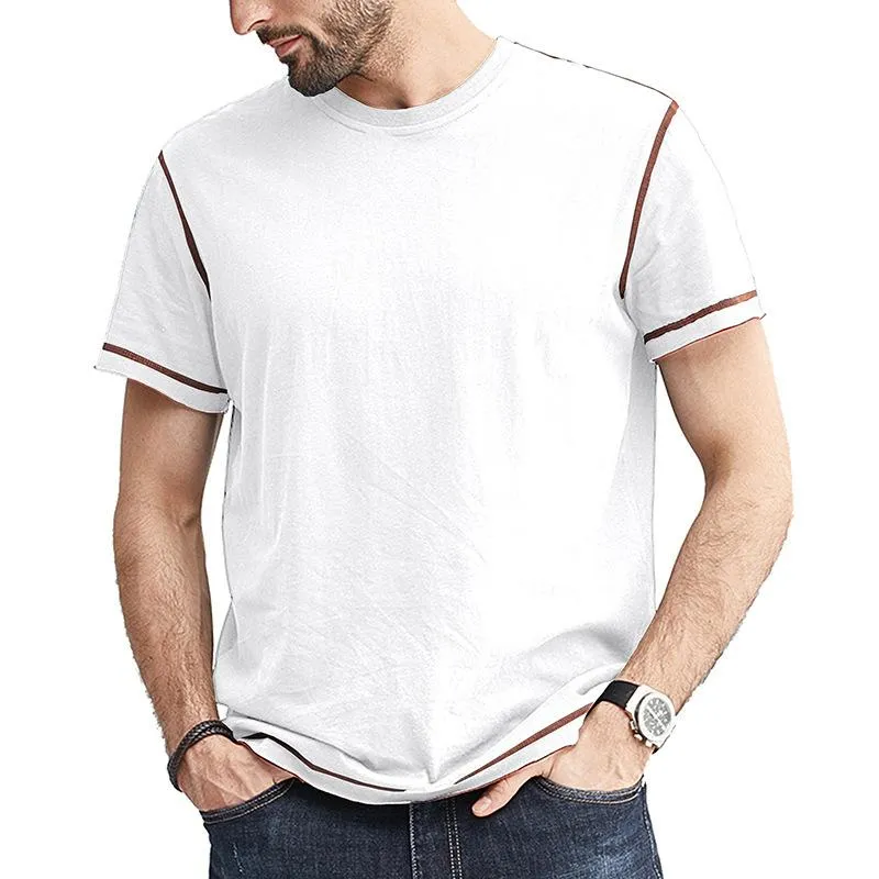 Men's Solid Color Topstitched Short Sleeve T-Shirt 76680510Y sold by Manly