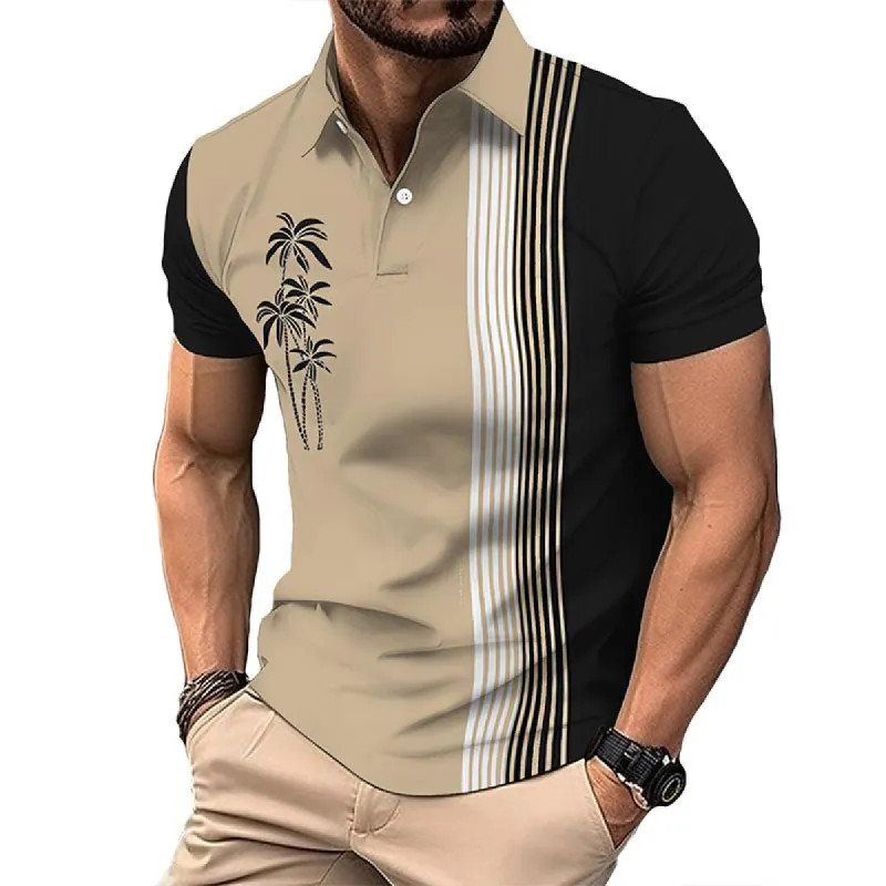 Men's Vintage Hawaiian Coconut Tree Polo Shirt 68093549TO sold by Manly