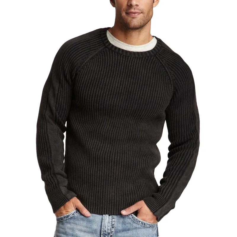 Men's Winter Retro Cotton Yarn Knitted Ribbed Crew Neck Sweater MTA1159K1P sold by Manly