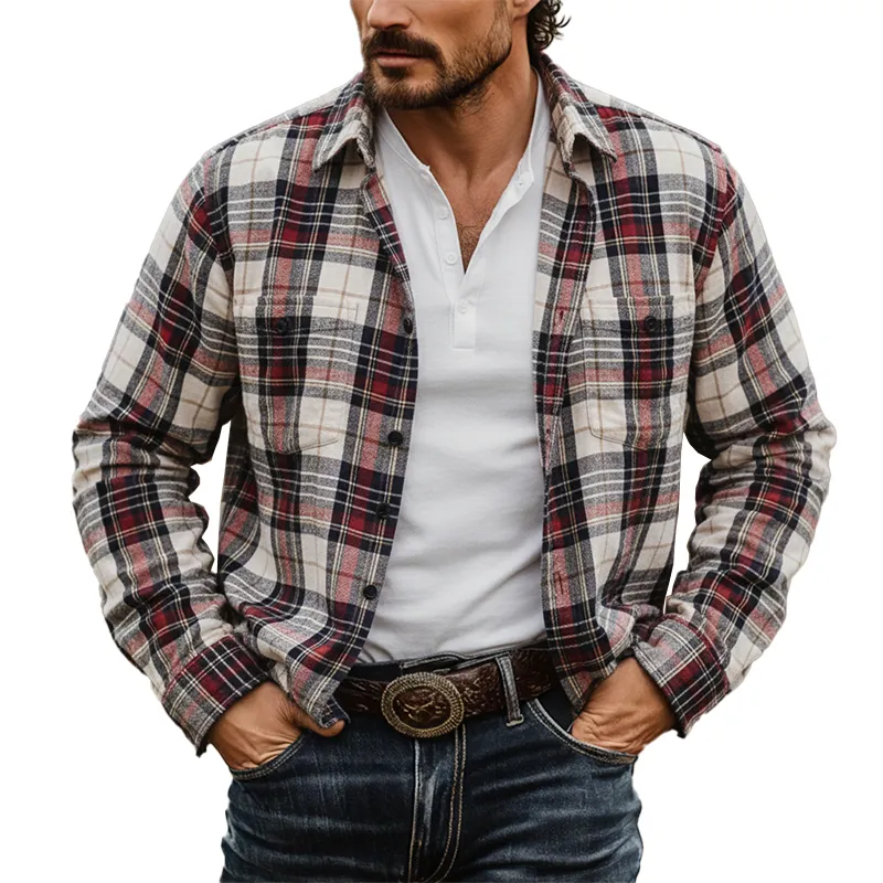 Men's Retro Plaid Pure Cotton Thin Shirt MTA1181K4P sold by Manly