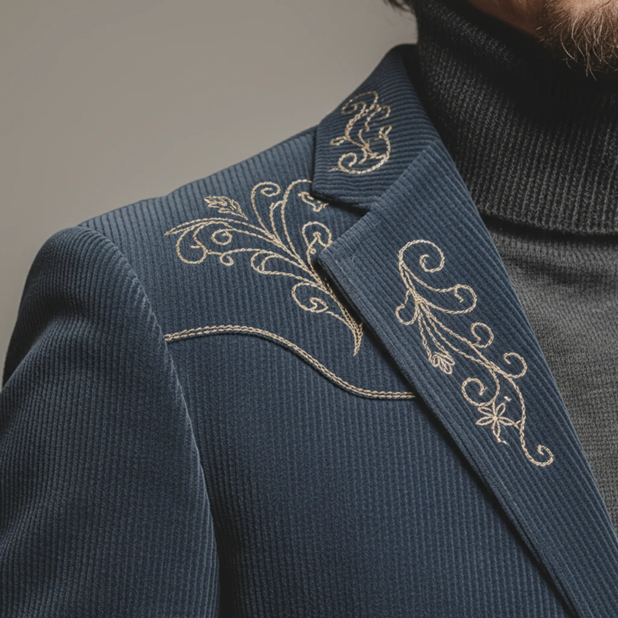 Men's Classic Retro Western Style Embroidered Corduroy Single-breasted Blazer MTA1198K7K sold by Manly product image thumbnail 5