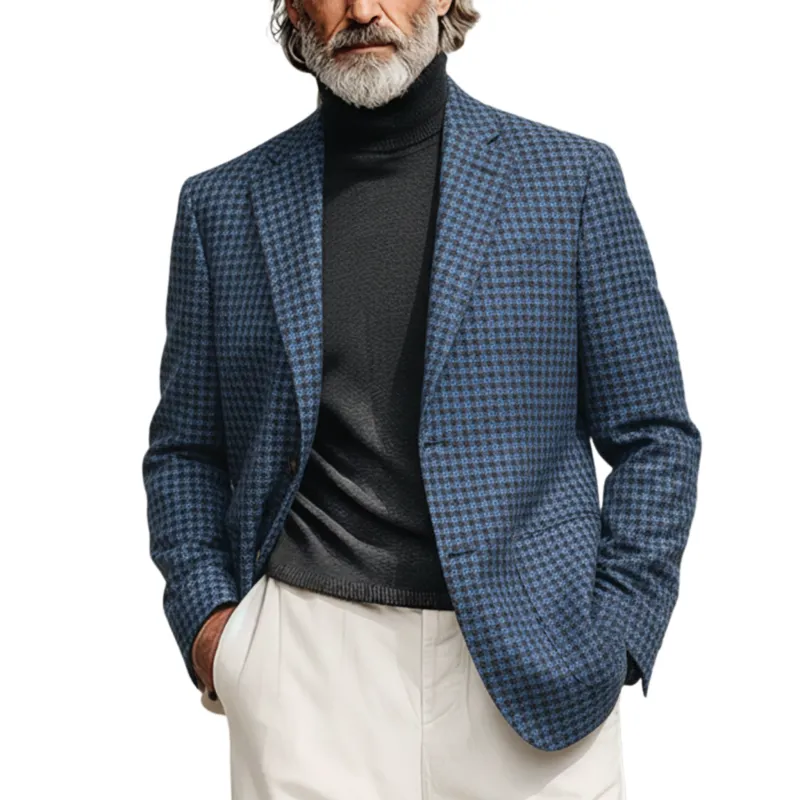 Men's Classic Retro Faux Houndstooth Wool Single-breasted Blazer MTA1186K6K sold by Manly