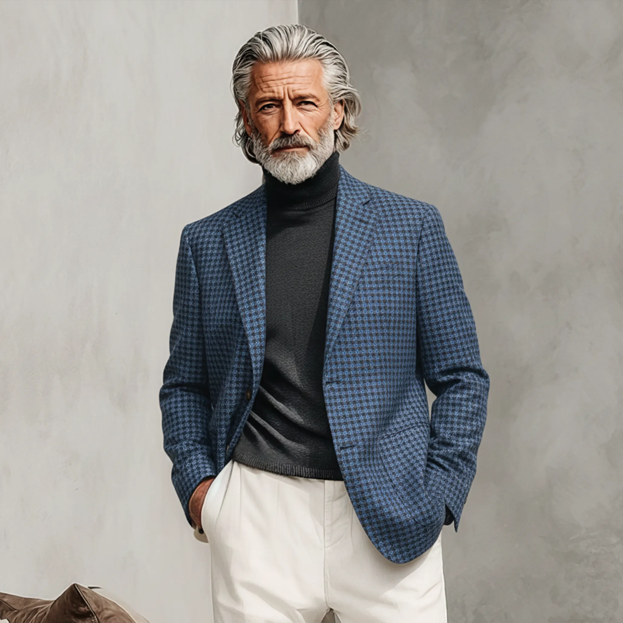 Men's Classic Retro Faux Houndstooth Wool Single-breasted Blazer MTA1186K6K sold by Manly product image thumbnail 2