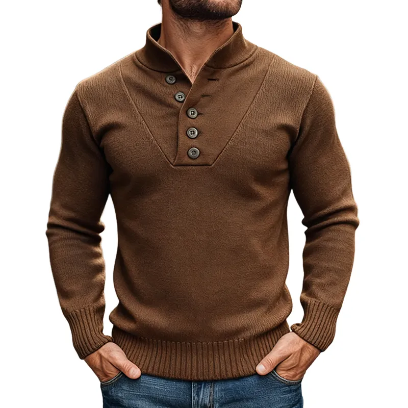 Men's Solid Color Stand Collar Knitted Pullover Sweater MTA1127K4X sold by Manly