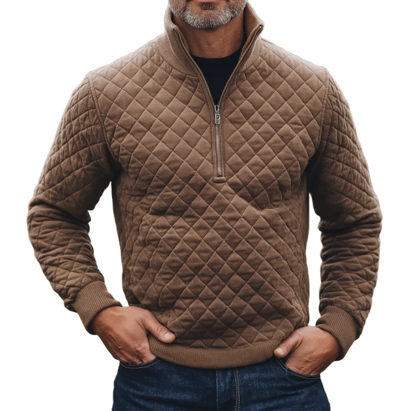 Men's Retro Casual Quilted Zipper Warm Sweatshirt MTA1011K1TO sold by Manly