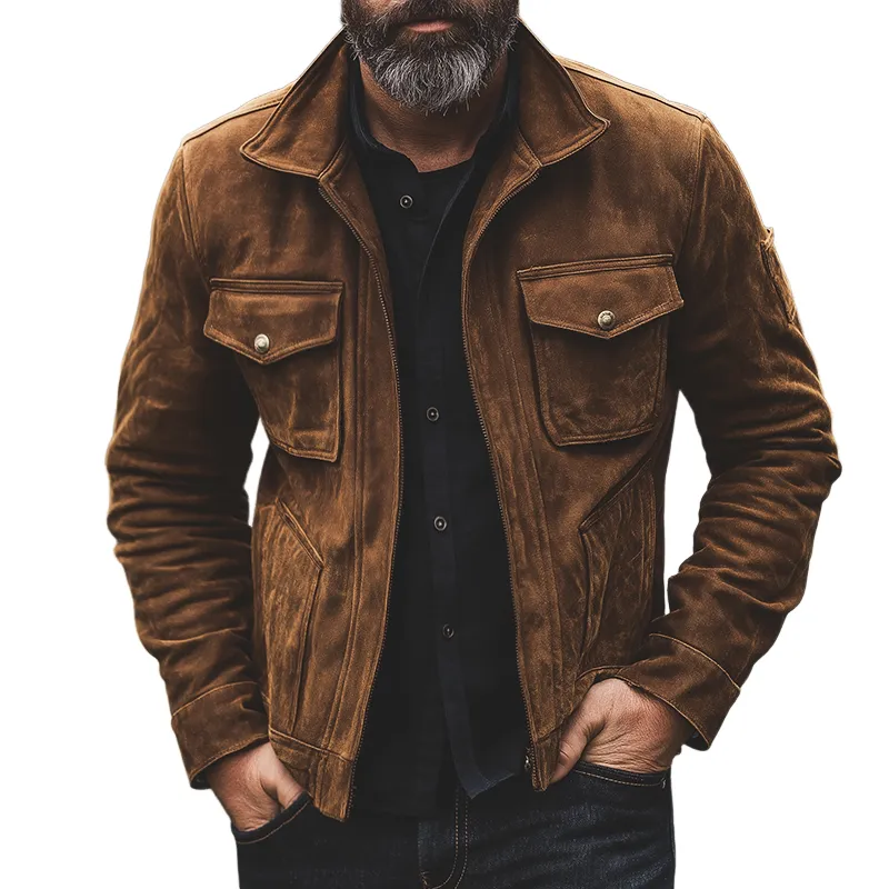 Men's Retro Casual Faux Suede Jacket MTA1069K8TO sold by Manly