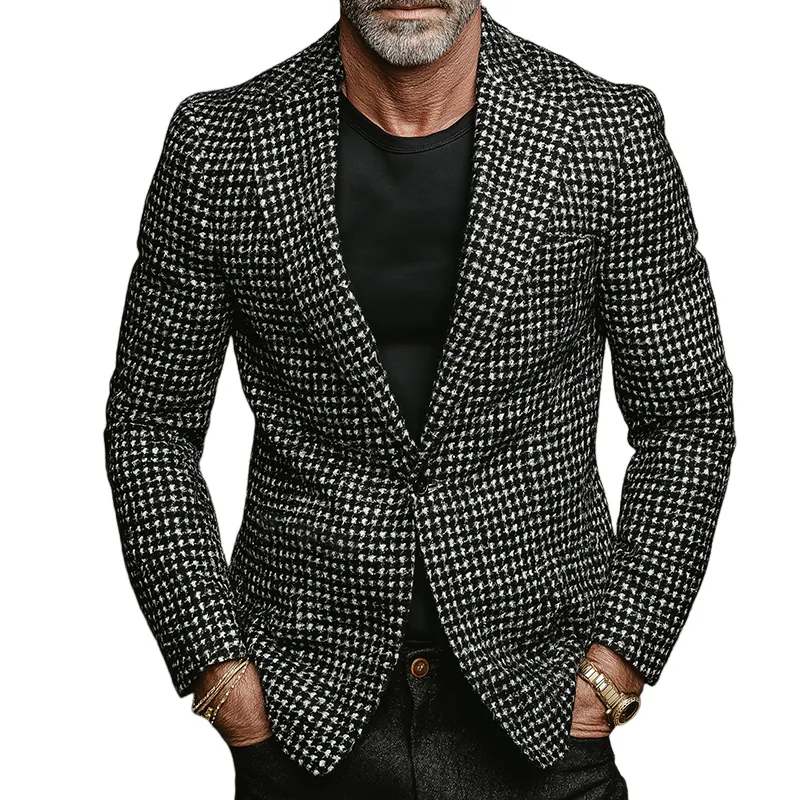 Men's Retro Casual Houndstooth Blazer MTA1093K4TO sold by Manly
