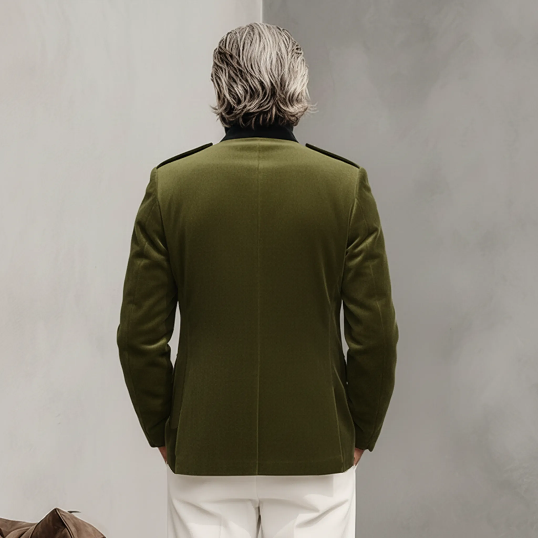 Men's Classic Retro Stand Collar Faux Velvet Slim Fit Jacket MTA1025K9K sold by Manly product image thumbnail 4