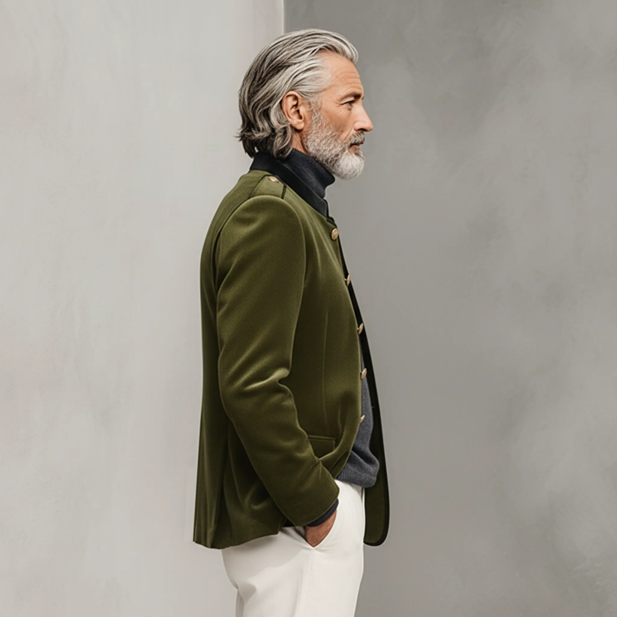 Men's Classic Retro Stand Collar Faux Velvet Slim Fit Jacket MTA1025K9K sold by Manly product image thumbnail 3