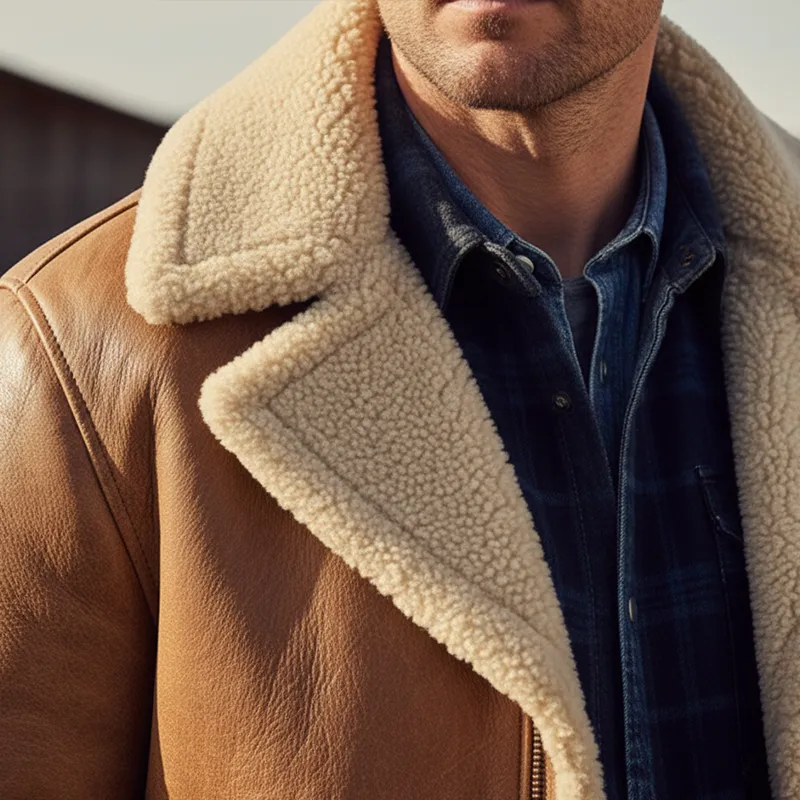 Men's Winter Retro Faux Leather Fleece Lined Zip-Up Jacket MTA0501K8P sold by Manly product image thumbnail 5