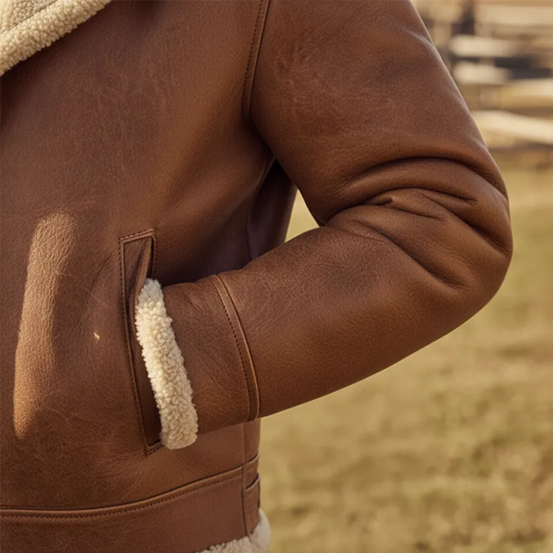 Men's Winter Retro Faux Leather Fleece Lined Zip-Up Jacket MTA0501K8P sold by Manly product image thumbnail 4