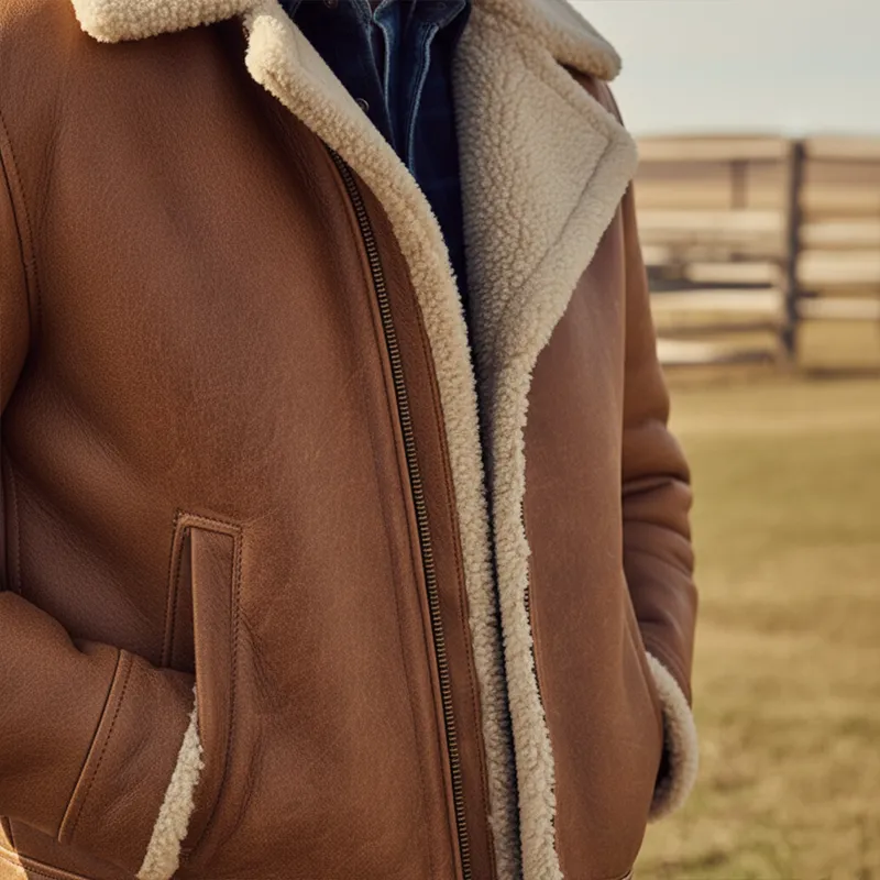 Men's Winter Retro Faux Leather Fleece Lined Zip-Up Jacket MTA0501K8P sold by Manly product image thumbnail 3