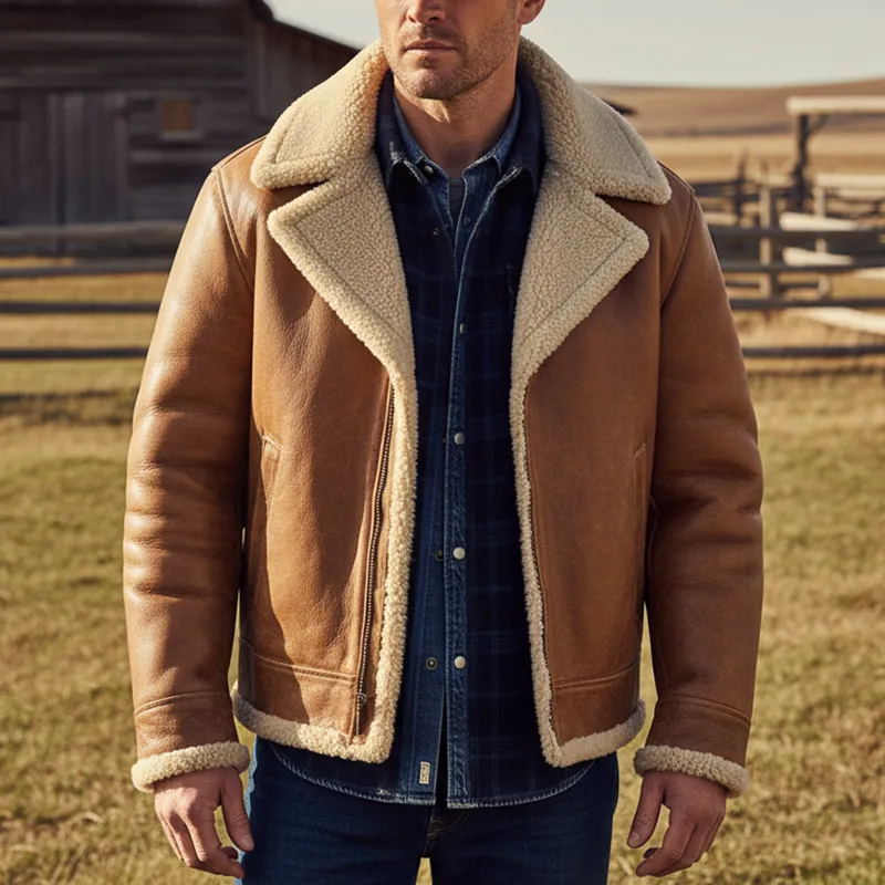 Men's Winter Retro Faux Leather Fleece Lined Zip-Up Jacket MTA0501K8P sold by Manly product image thumbnail 2