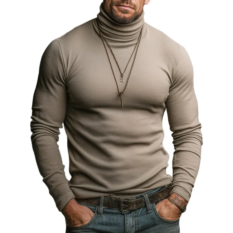 Men's Urban Solid Color Turtleneck Sculpted Fit Knit Sweater MTA1077K2U sold by Manly