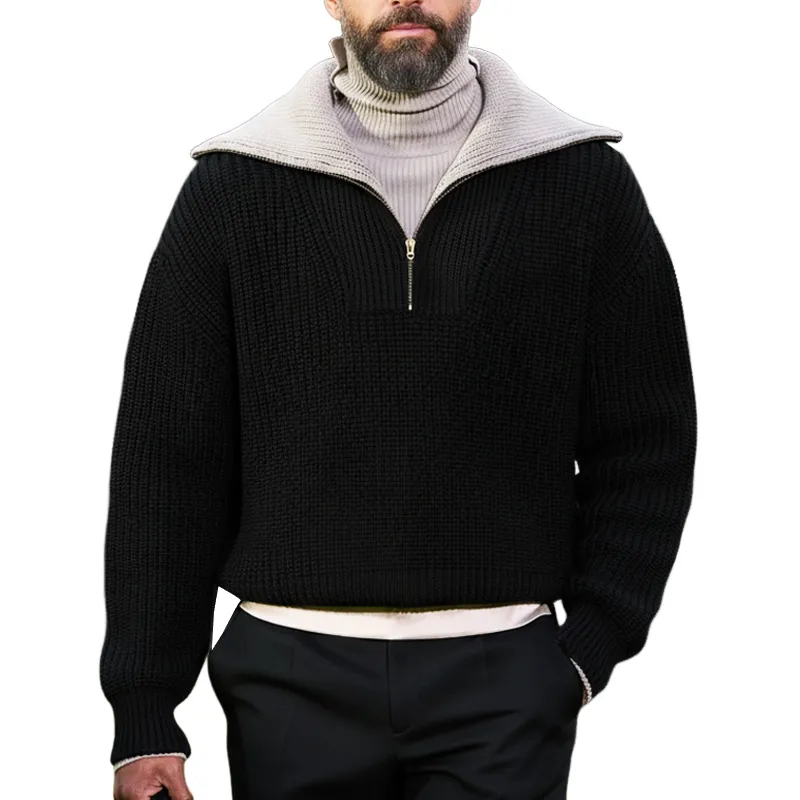 Men's Retro Design Zipper Collar Knit Sweater MTA1046K3U sold by Manly