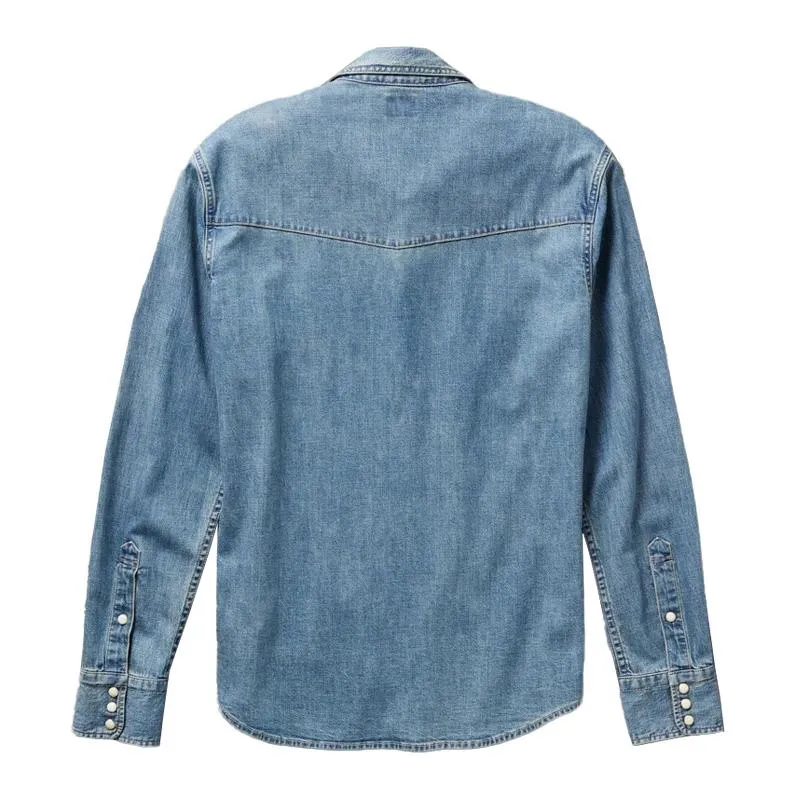Men's Vintage Lapel Loose Denim Long Sleeve Shirt 15755917M sold by Manly product image thumbnail 2