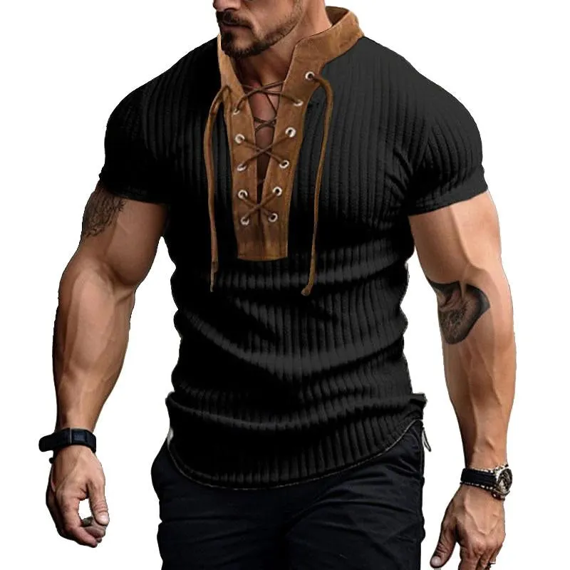 Men's Stand Collar Vintage Lace-up Knitted Sweatshirt 70188157X sold by Manly