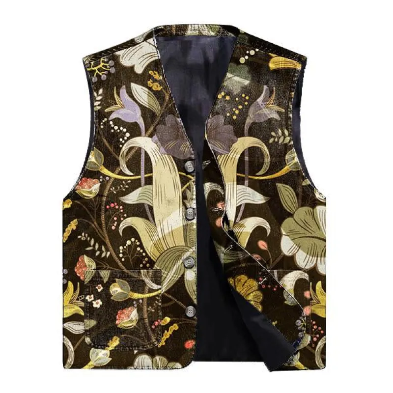 Men's Vintage Floral Print V-Neck Vest 32926409X sold by Manly