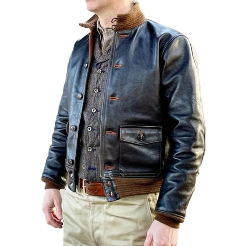 Men's Vintage Colorblock Multi-Pocket Leather Jacket 83820429Y sold by Manly product image thumbnail 2
