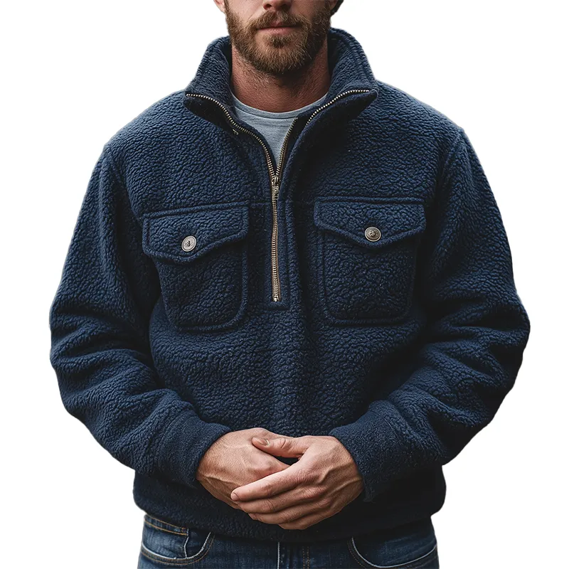 Men's Winter Retro Fleece Half-Zip Warm Sweatshirt MTA1424K5P sold by Manly