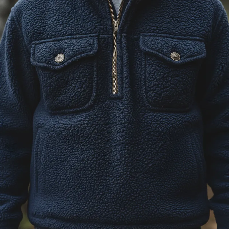 Men's Winter Retro Fleece Half-Zip Warm Sweatshirt MTA1424K5P sold by Manly product image thumbnail 5