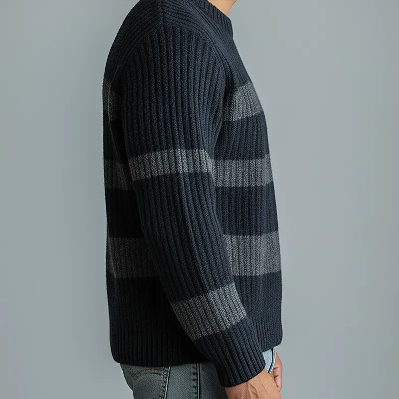 Men's Winter Retro Striped Cotton Yarn Knit Crew Neck Sweater MTA1444K4P sold by Manly product image thumbnail 3