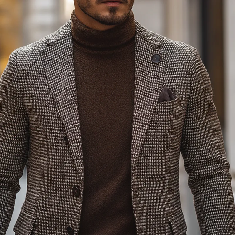 Men's Winter Retro Plaid Faux Wool Warm Coat MTA1422K1P sold by Manly product image thumbnail 3