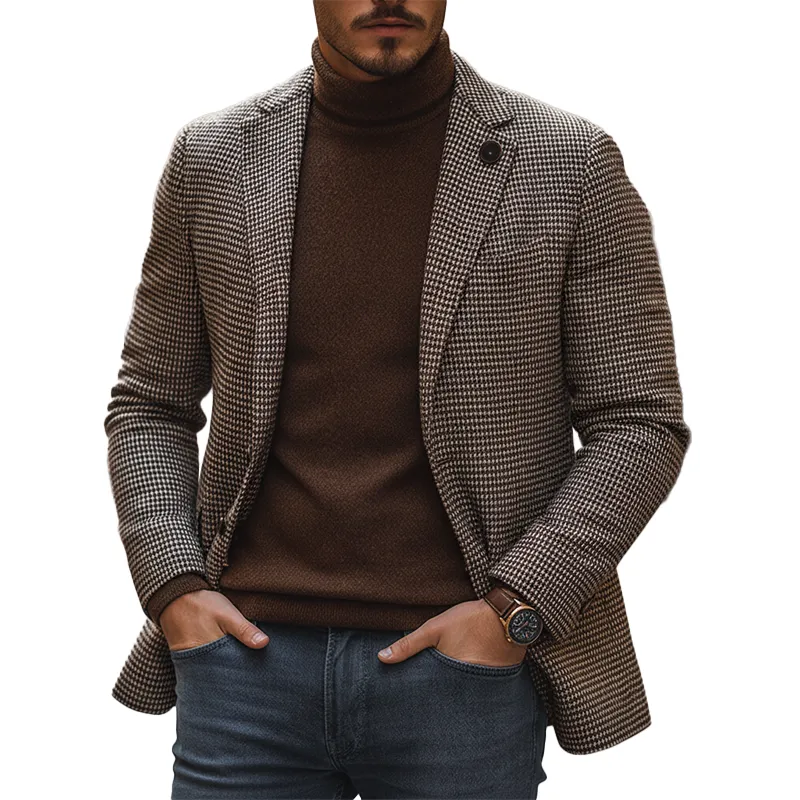 Men's Winter Retro Plaid Faux Wool Warm Coat MTA1422K1P sold by Manly