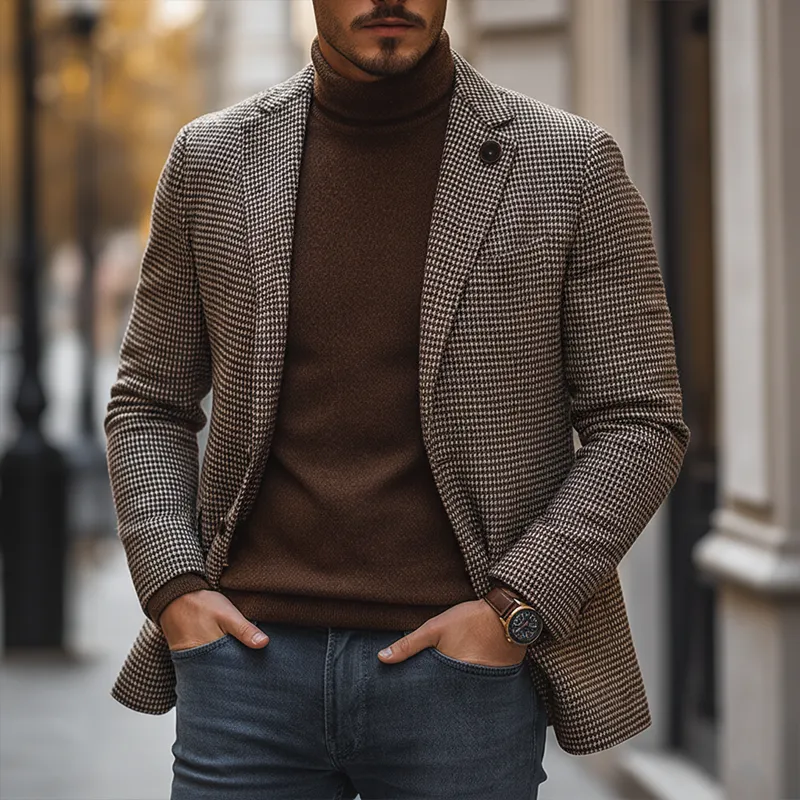 Men's Winter Retro Plaid Faux Wool Warm Coat MTA1422K1P sold by Manly product image thumbnail 2