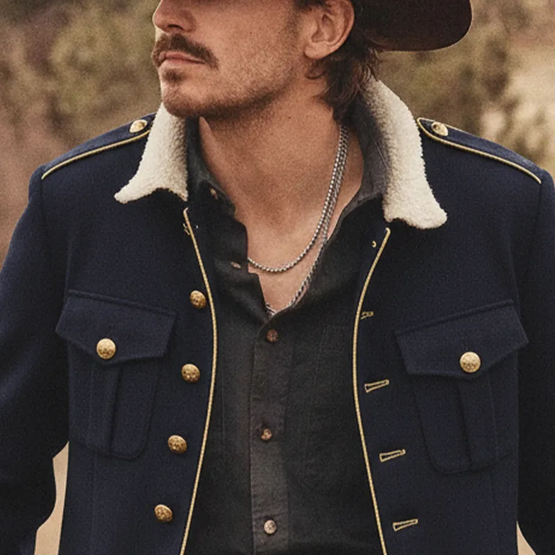 Men's Blended Fabric Patchwork Faux Fleece Collar Jacket MTA1391K3X sold by Manly product image thumbnail 3