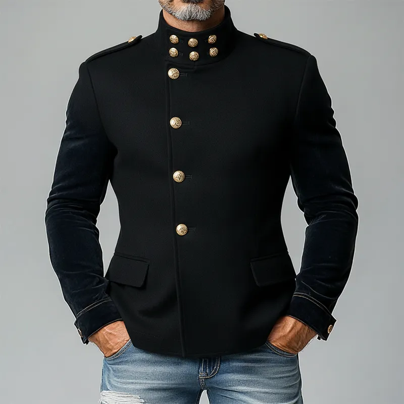 Men's Solid Color Stand Collar Button Slim Fit Jacket MTA1383K8X sold by Manly product image thumbnail 3