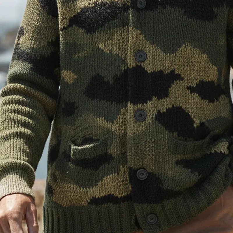 Men's Leopard Print Jacquard Knit Collar Button Cardigan MTA1367K7X sold by Manly product image thumbnail 4