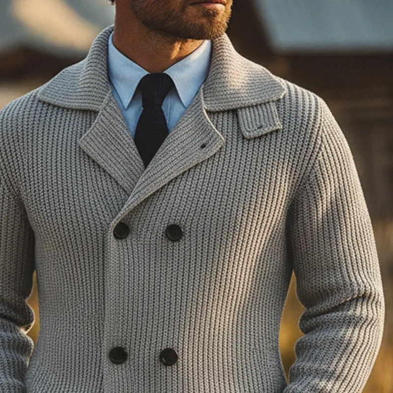 Men's Casual Solid Color Double-Breasted Knit Cardigan MTA1342K2X sold by Manly product image thumbnail 3