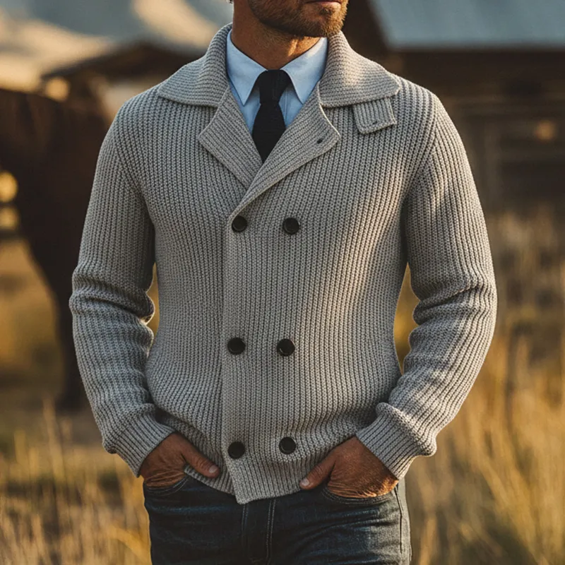 Men's Casual Solid Color Double-Breasted Knit Cardigan MTA1342K2X sold by Manly product image thumbnail 2