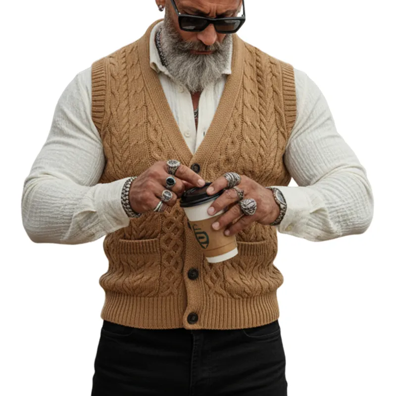 Men's Classic Casual Jacquard Knitted Vest MTA1241K7K sold by Manly