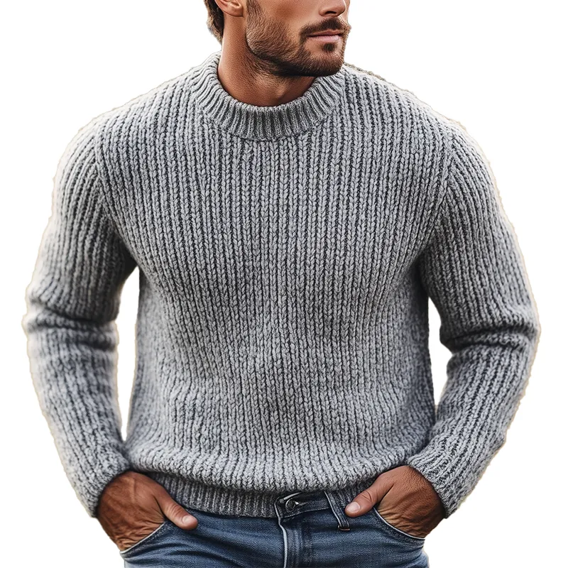 Men's Winter Retro Cotton Yarn Knit Crew Neck Sweater MTA0469K0P sold by Manly
