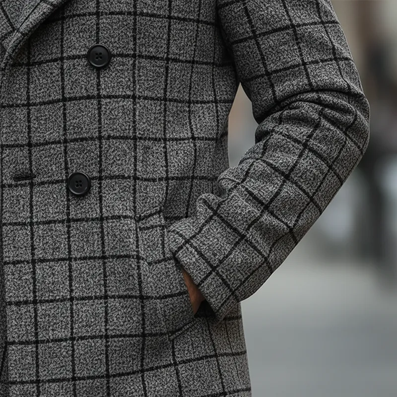 Men's Winter Retro Plaid Faux Wool Double-breasted Coat MTA1261K7P sold by Manly product image thumbnail 5