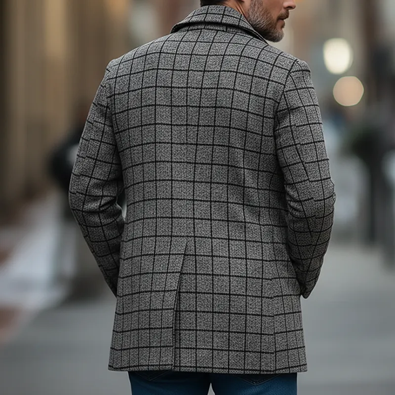 Men's Winter Retro Plaid Faux Wool Double-breasted Coat MTA1261K7P sold by Manly product image thumbnail 3