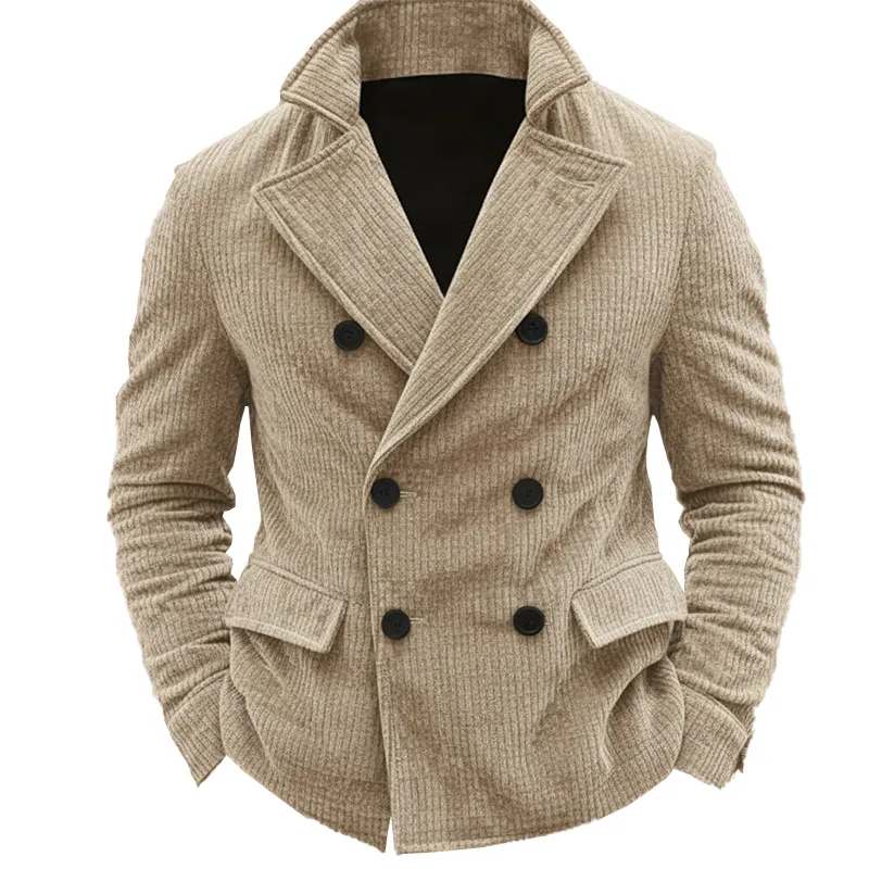 Men's Winter Retro Corduroy Double-Breasted Warm Jacket MTA1358K0P sold by Manly