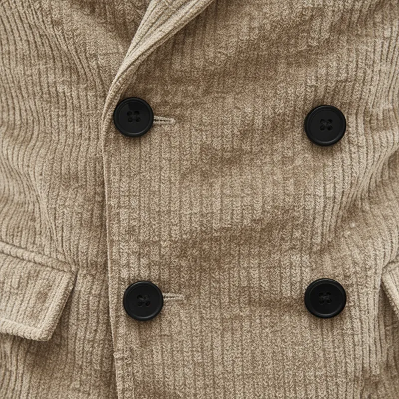 Men's Winter Retro Corduroy Double-Breasted Warm Jacket MTA1358K0P sold by Manly product image thumbnail 4