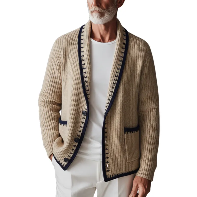 Men's Classic Retro Shawl Collar Knit Cardigan MTA1266K2K sold by Manly
