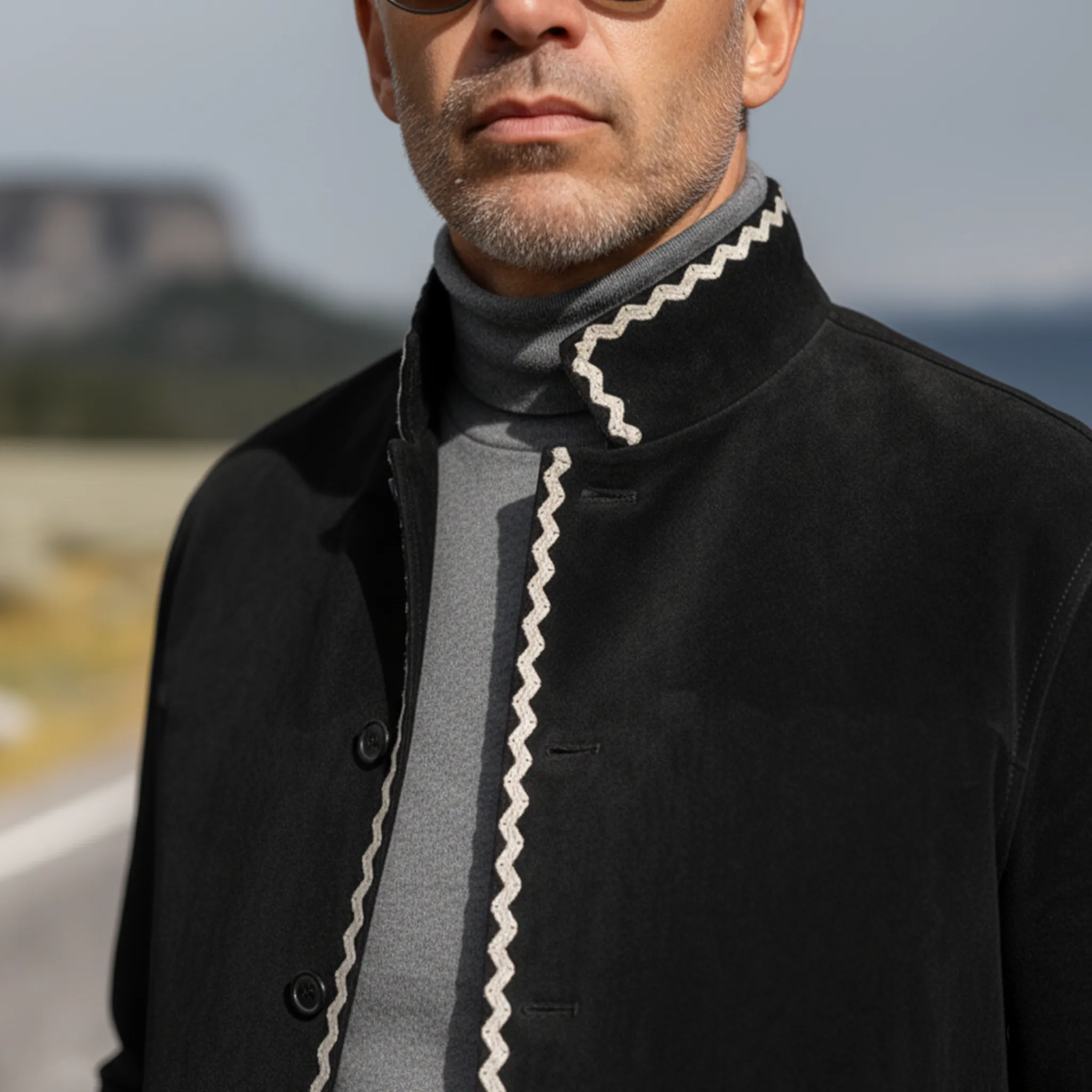 Men's Classic Retro Stand-up Collar Faux Velvet Jacket MTA1200K5K sold by Manly product image thumbnail 5