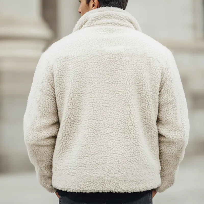 Men's Urban White Warm Fleece Zip-Up Jacket MTA1340K3U sold by Manly product image thumbnail 5