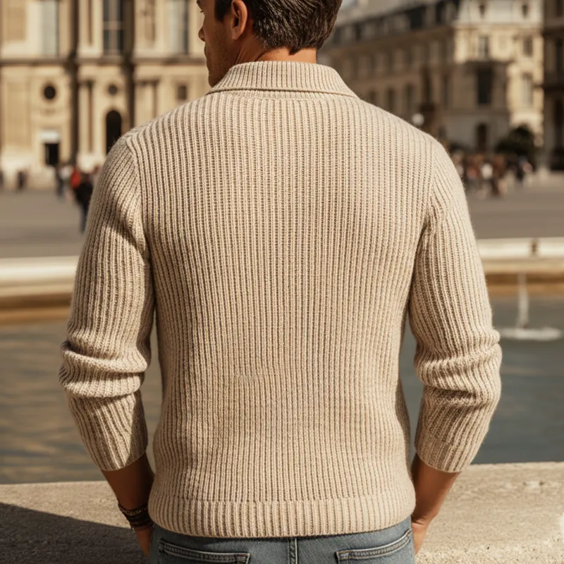 Men's Urban Light Khaki Two-Button Henley Collar Knit Sweater MTA1316K8U sold by Manly product image thumbnail 5