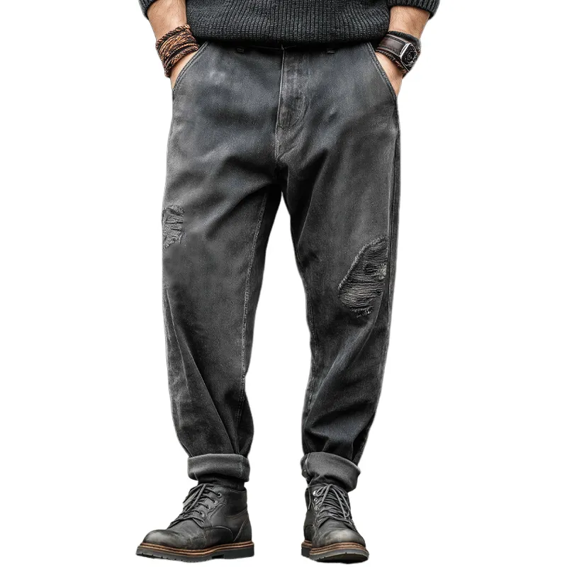 Men's Urban Retro Dark Gray Ripped Distressed Jeans MTA0897K8U sold by Manly