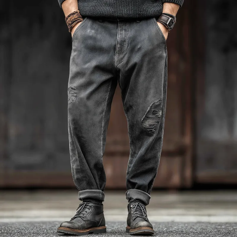 Men's Urban Retro Dark Gray Ripped Distressed Jeans MTA0897K8U sold by Manly product image thumbnail 2