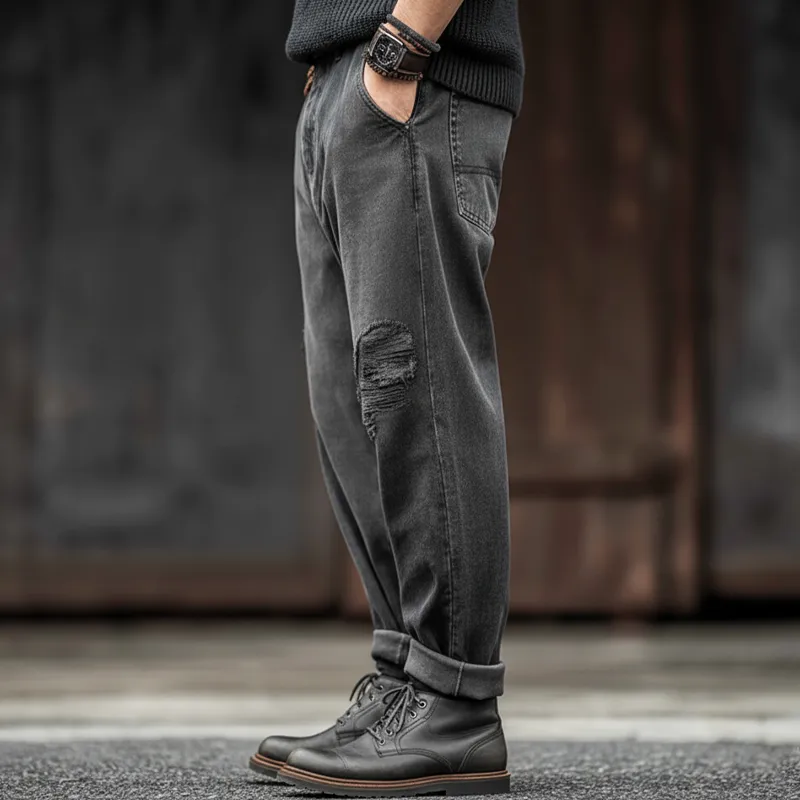 Men's Urban Retro Dark Gray Ripped Distressed Jeans MTA0897K8U sold by Manly product image thumbnail 3