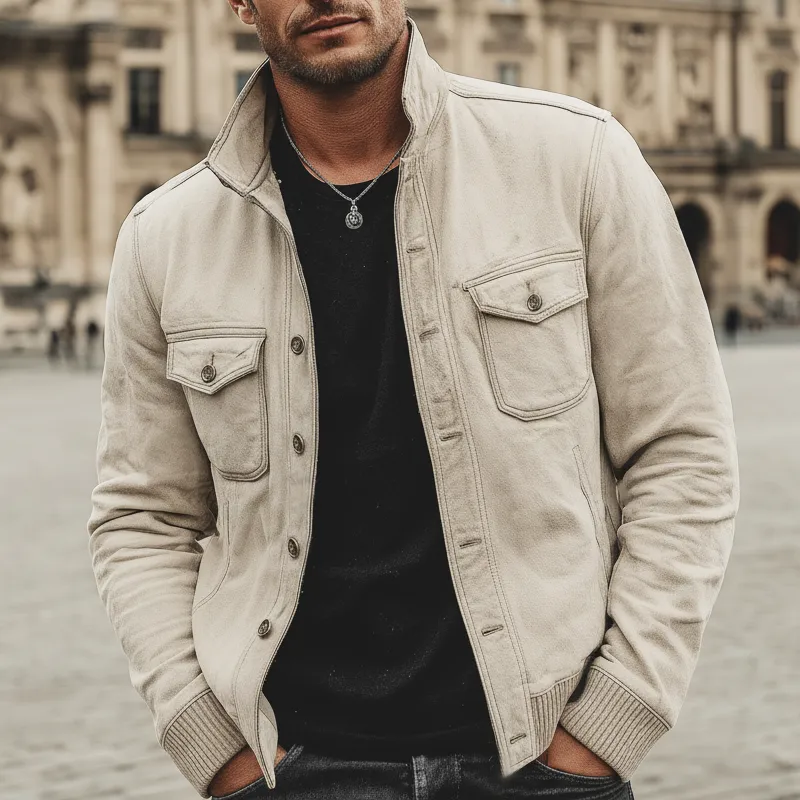 Men's Urban Light Gray Cotton Blend Lapel Jacket MTA1324K7U sold by Manly product image thumbnail 5