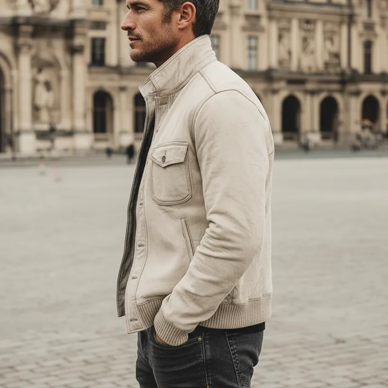 Men's Urban Light Gray Cotton Blend Lapel Jacket MTA1324K7U sold by Manly product image thumbnail 3